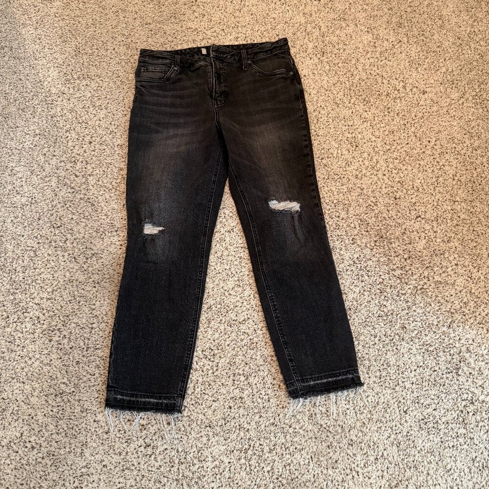 Kut From The Kloth | Reese Distressed Denim Ankle Jeans | Black | Size: 8